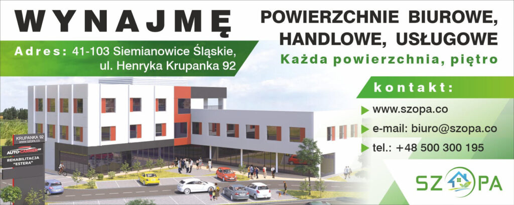 Wynajem powierzchni Henryka Krupanka 92 Siemianowice Śląskie